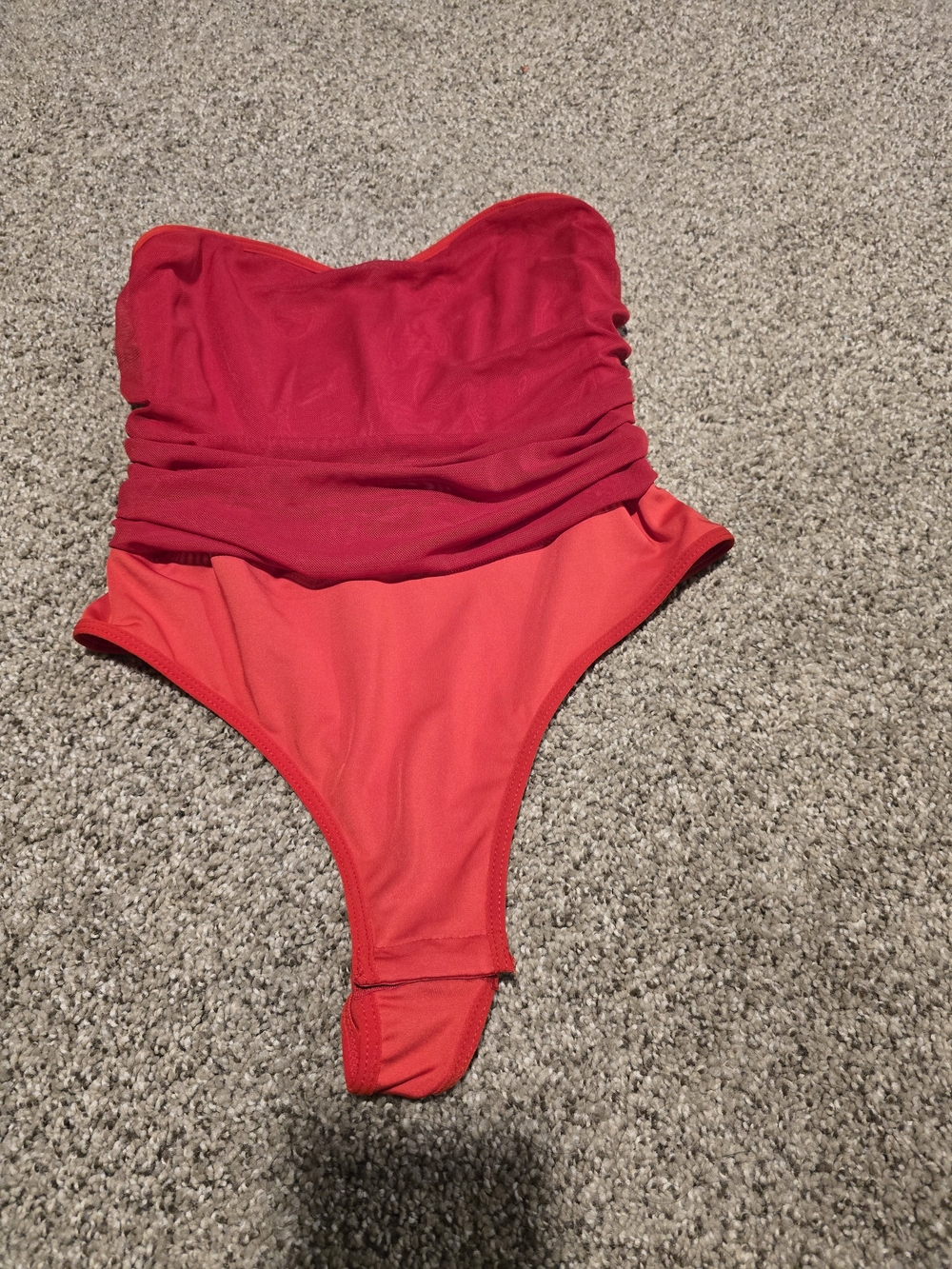 Strapless Two-Tone Red One-Piece Bodysuit